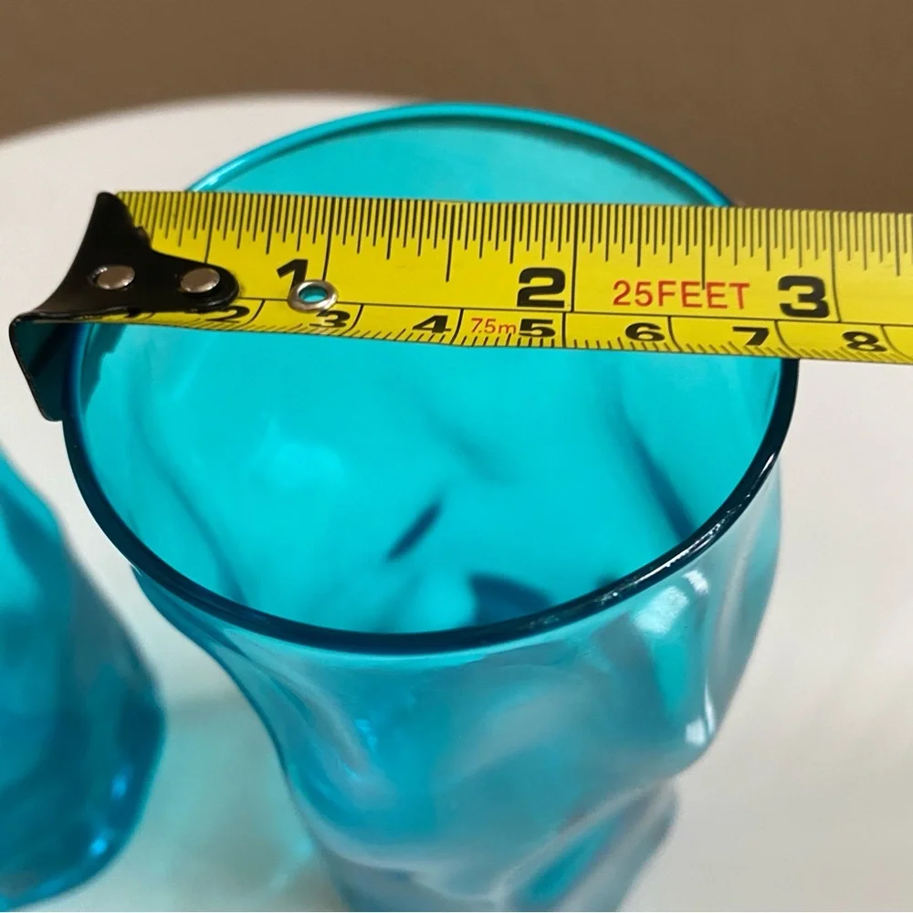 EUC 3 Peacock Blue Glass Drinking cups